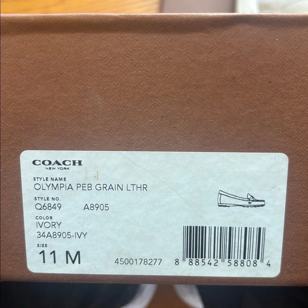 Coach White Leather Women's Driving Loafers with Silver Accent - Picture 7 of 8